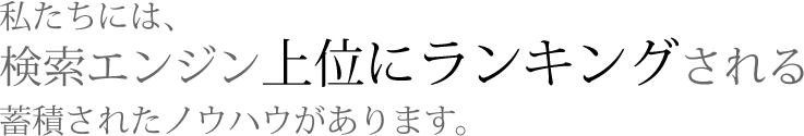 私たちには、検索エンジン上位にランキングされる蓄積されたノウハウがあります。